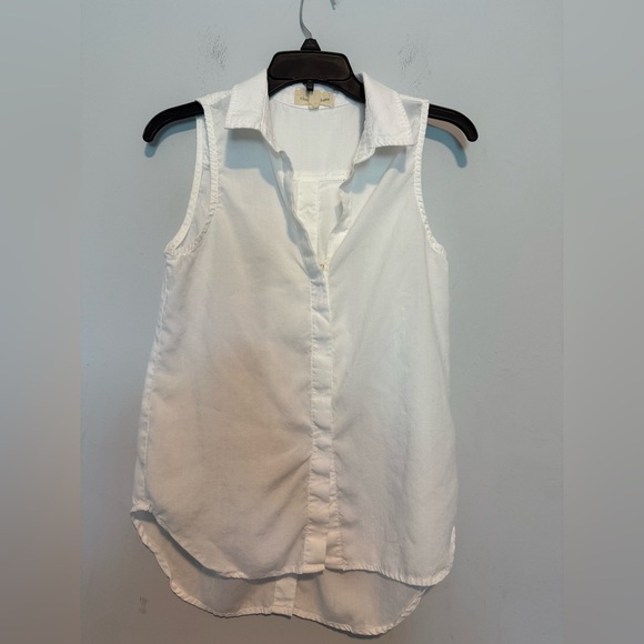 Anthropologie Cloth & Stone White Sleeveless Button Up Shirt Blouse Tank Top S - Picture 2 of 6